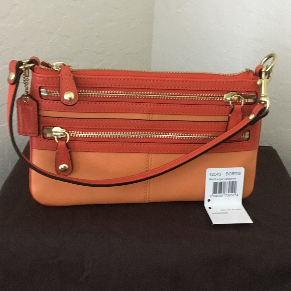 Coach *RARE* Bonnie double-zip two-tone orange leather mini bag